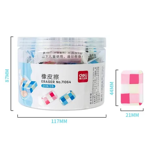 Tẩy Bút Chì Họa Tiết Caro Deli 71064 - Bút Xóa Chất Lượng, Màu Sắc Bắt Mắt, Thiết Kế Nhỏ Gọn, Sạch Sẽ Cho Giấy