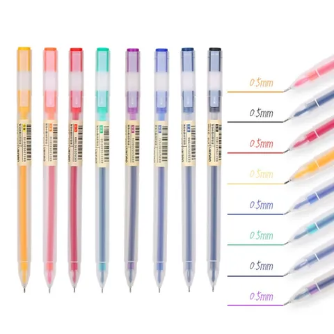 Bộ 8 Bút Gel Nước Nhiều Màu Ngòi 0.5mm Deli 33160 - Thiết Kế Thời Trang, Kẹp Tiện Lợi Cho Học Sinh Và Văn Phòng