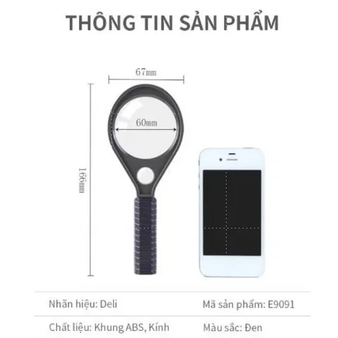 Kính Lúp Phóng To Gấp 3 Deli E9092/E9091 - Thiết Kế Gọn Nhẹ, Độ Phóng Đại 3-6 Lần, Phù Hợp Quan Sát Chi Tiết