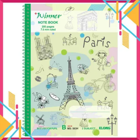 Vở Klong B5 Lò Xo Winner 563H - Vở Kẻ Ngang Chất Giấy Mịn, Thiết Kế Trẻ Trung, Dễ Dàng Ghi Chép, Học Tập