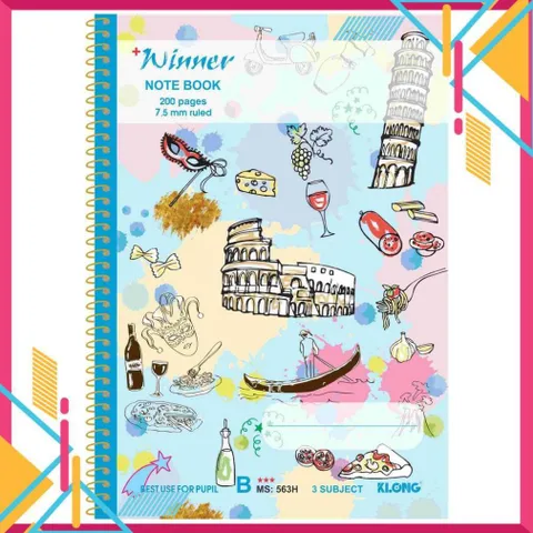 Vở Klong B5 Lò Xo Winner 563H - Vở Kẻ Ngang Chất Giấy Mịn, Thiết Kế Trẻ Trung, Dễ Dàng Ghi Chép, Học Tập