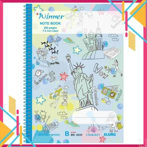 Vở Klong B5 Lò Xo Winner 563H - Vở Kẻ Ngang Chất Giấy Mịn, Thiết Kế Trẻ Trung, Dễ Dàng Ghi Chép, Học Tập