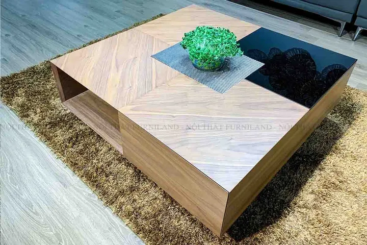 Bàn trà Kenzo Asahi Nhật Bản - Kết hợp gỗ và kính, Thiết kế sang trọng cho phòng khách mở 30-40m2, Nội thất hiện đại