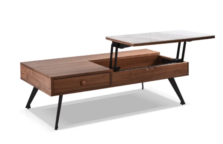 Bàn Trà Orlando Gỗ Óc Chó Hiện Đại - Mặt Ceramic Tây Ban Nha, Thiết Kế Sang Trọng Với Ngăn Kéo Tiện Lợi Từ HomeLand