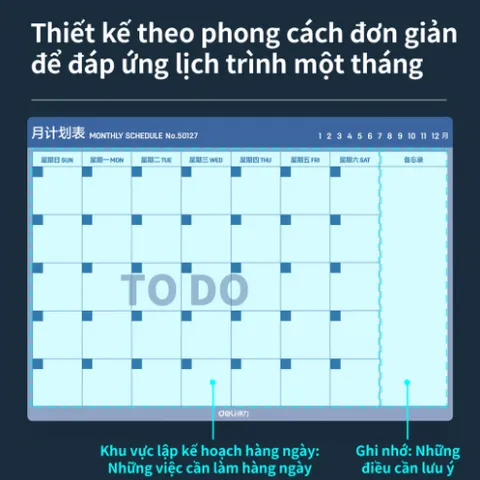 Bảng Nhắc Việc Từ Tính Không Viền Deli 50127 - Bảng Lịch Học Tập Dễ Dàng Lắp Đặt, Thích Hợp Gắn Tủ Lạnh, Bảng Ghi Nhớ Công Việc