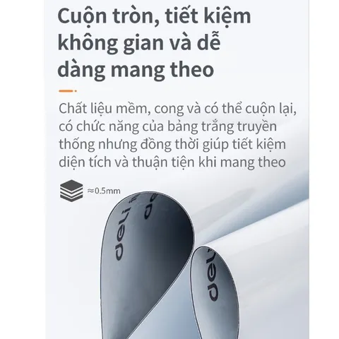 Bảng Từ Trắng Không Viền 600x900mm Deli 8716 - Tiện Lợi, Có Thể Cắt, Dễ Dàng Gấp Gọn, Bám Dính Tốt Cho Tủ Lạnh Và Bảng Trắng
