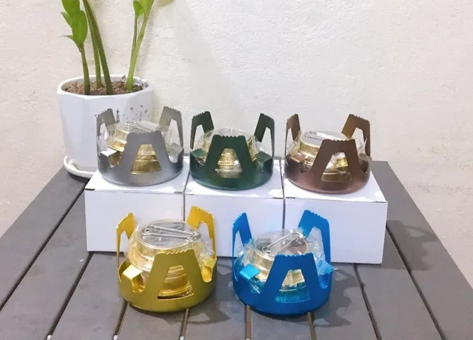 Bếp Cồn Mini Di Động Hợp Kim Nhôm Siêu Nhẹ - Lý Tưởng Để Cắm Trại, Dã Ngoại, Chế Biến Món Ăn Ngoài Trời