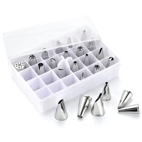Bộ 24 Đui Bắt Kem Inox Cao Cấp - Dụng Cụ Trang Trí Bánh Cupcake, Bánh Gato Độc Đáo và Chuyên Nghiệp