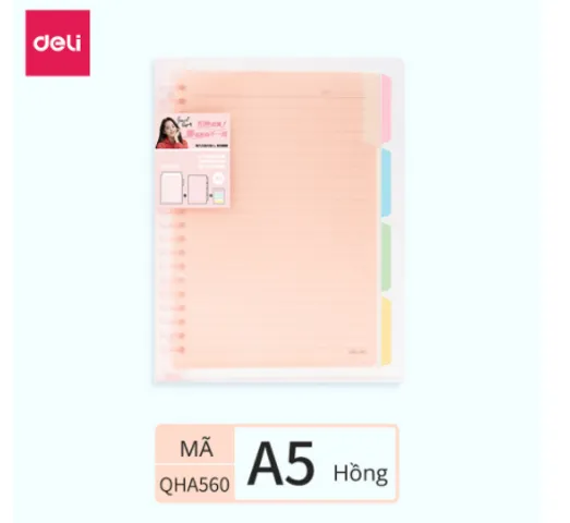 Bộ 5 Đồ Dùng Học Tập Deli - Hộp Bút, Thước Dây, Sổ Tay, Kéo Gấp, Bút 4 Màu Cho Bé - Vật Dụng Học Tập Tiện Lợi