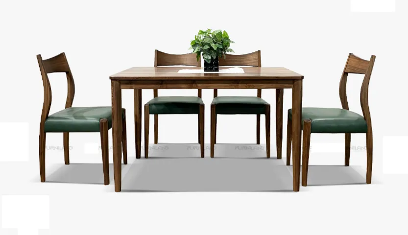 Bộ Bàn Ăn Kondo 4 Ghế Asahi Nhật Bản - Nội Thất Sang Trọng Cho Không Gian Bếp Nhỏ, Chất Liệu Gỗ Óc Chó Cao Cấp