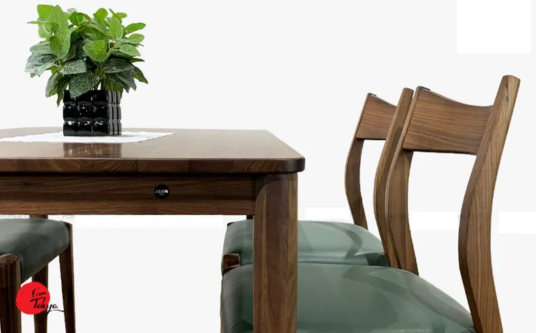 Bộ Bàn Ăn Kondo 4 Ghế Asahi Nhật Bản - Nội Thất Sang Trọng Cho Không Gian Bếp Nhỏ, Chất Liệu Gỗ Óc Chó Cao Cấp