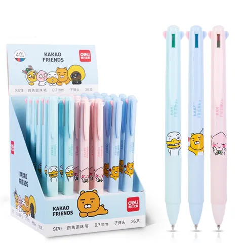 Bút Bi Bấm 4 Màu Deli S170 - Bút 0.7mm Tiện Lợi, Ngòi Đen Đỏ Xanh Dương Xanh Lá, Văn Phòng Phẩm Chất Lượng Cao