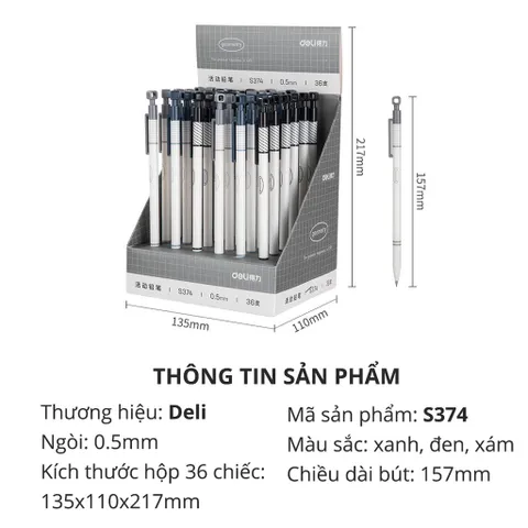 Bút Chì Kim 0.5mm Deli S374 - Bút Vẽ Kim Loại Tiện Dụng, Chống Gỉ, Thoải Mái Khi Cầm Cho Học Sinh và Văn Phòng