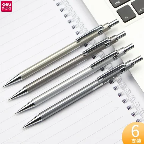 Bút Chì Kim Học Sinh Deli Kèm Đầu Tẩy S001/S002 - Bút Kim Loại Đánh Bóng Chống Gỉ Nét 0.5mm & 0.7mm, Tiện Dụng Cho Học Sinh