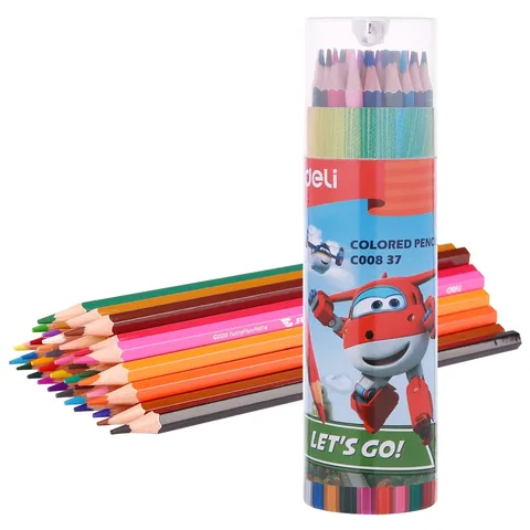 Bút Chì Màu Deli Superwings Kèm Gọt Chì - Nhiều Màu Sắc Sặc Sỡ Cho Học Sinh - Bút Chì Gỗ Tự Nhiên An Toàn Cho Trẻ Em