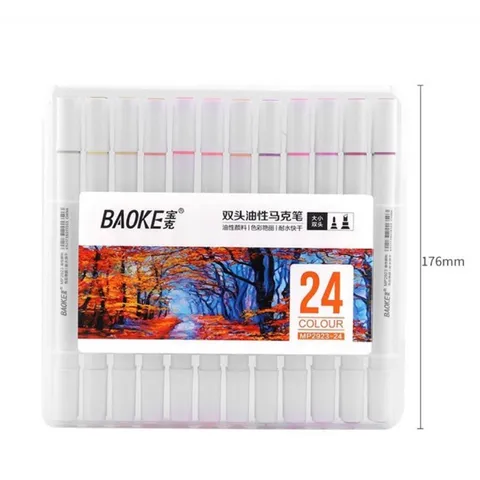 Bút Lông Màu Hai Đầu Baoke MP2923 - Bút Vẽ Đầu To & Nhỏ Thoải Mái Sáng Tạo, 12-48 Màu Sắc Tươi Sáng, Hàng Chính Hãng