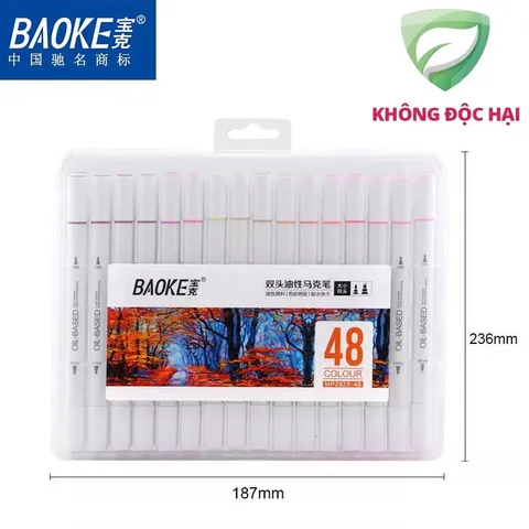 Bút Lông Màu Hai Đầu Baoke MP2923 - Bút Vẽ Đầu To & Nhỏ Thoải Mái Sáng Tạo, 12-48 Màu Sắc Tươi Sáng, Hàng Chính Hãng