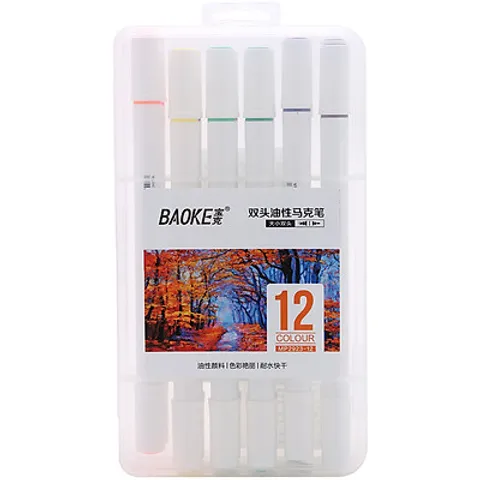 Bút Lông Màu Hai Đầu Baoke MP2923 - Bút Vẽ Đầu To & Nhỏ Thoải Mái Sáng Tạo, 12-48 Màu Sắc Tươi Sáng, Hàng Chính Hãng
