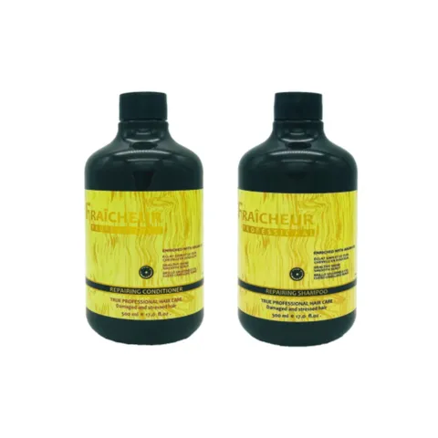 Cặp Dầu Gội Xả Phục Hồi Fraicheur Repairing 500ml - Giải Pháp Chăm Sóc Tóc Hư Tổn, Ngăn Gãy Rụng Với Tinh Dầu Argan và Jojoba