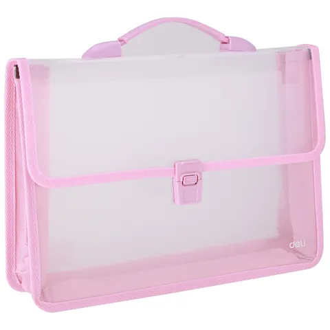 Cặp học sinh 2 ngăn Deli EB50232/EB50242 - Nhựa PP trong suốt, thiết kế tiện dụng, kích thước A4, màu xanh hồng, đồ dùng học tập lý tưởng.