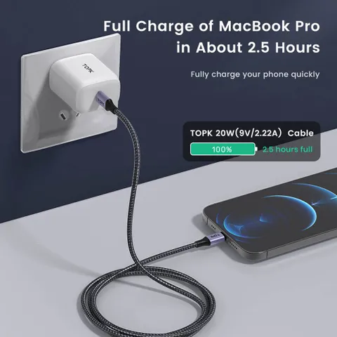 Cáp Sạc Nhanh TOPK AN10 Kim Loại Micro USB Type C - Sạc Nhanh 20W, Truyền Dữ Liệu 1Gb Trong 30s, Dây Bền Bỉ 30.000 Lần Uốn