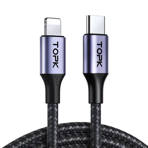 Cáp Sạc Nhanh TOPK AN10 Kim Loại Micro USB Type C - Sạc Nhanh 20W, Truyền Dữ Liệu 1Gb Trong 30s, Dây Bền Bỉ 30.000 Lần Uốn