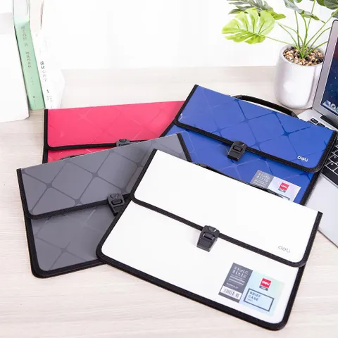 Cặp tài liệu A4 Deli E39634 - Chất liệu bền, 200 trang, Dạng kéo khoá tiện lợi, Màu sắc đa dạng cho văn phòng phẩm