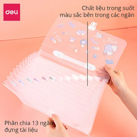 Cặp Tài Liệu Mở Rộng 13 Ngăn Deli 72563 Trong Suốt - Bảo Quản Tài Liệu, Chất Liệu Nhựa Cao Cấp, Thiết Kế Tiện Lợi