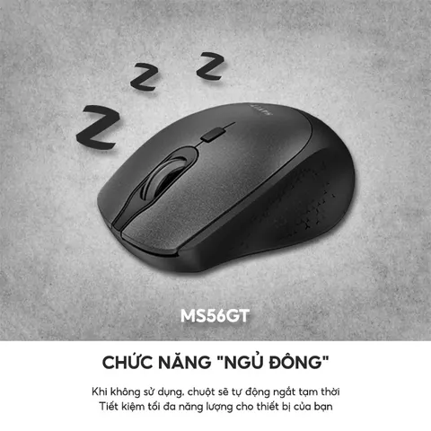 Chuột Không Dây Havit MS56GT - Chuột Máy Tính Tích Hợp 4 Nút Điều Chỉnh, Thiết Kế Ergonomic, Tần Số 2.4GHz, Độ Nhạy 800-1600 DPI