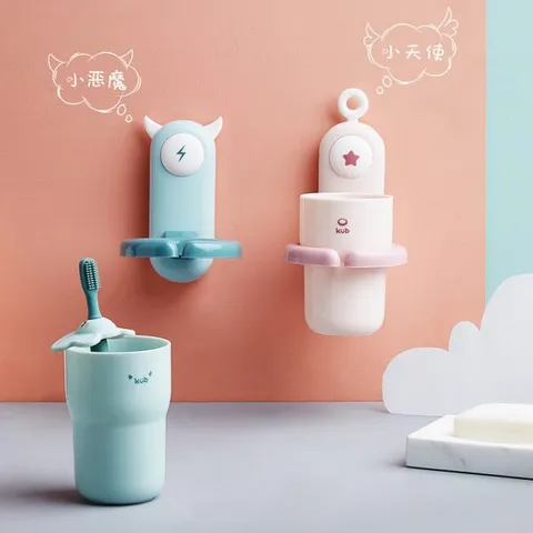 Cốc đựng bàn chải đánh răng KUB treo tường tiện lợi - Chất liệu nhựa PP cao cấp, tiết kiệm không gian, đa dụng cho nhiều vật dụng khác