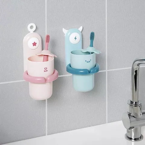 Cốc đựng bàn chải đánh răng KUB treo tường tiện lợi - Chất liệu nhựa PP cao cấp, tiết kiệm không gian, đa dụng cho nhiều vật dụng khác