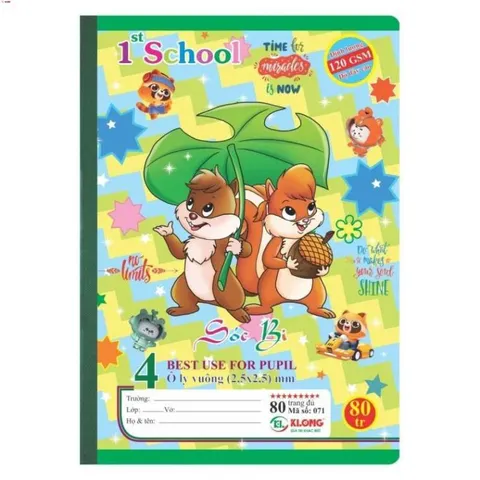 Combo 10 quyển vở 4 ô ly 80 trang chất lượng cao, giấy trơn mịn, bìa đa sắc, bền đẹp thích hợp cho học sinh và sinh viên