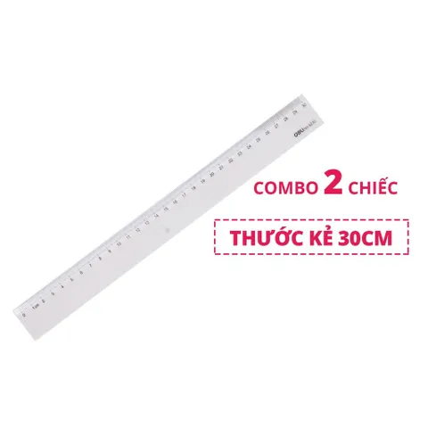 Combo 2 Thước Kẻ 30cm Deli Trong Suốt E6230 - Chất Liệu PS Bền Chống Trầy, Đo Lường Chính Xác, Tiện Dụng Cho Học Tập và Làm Việc