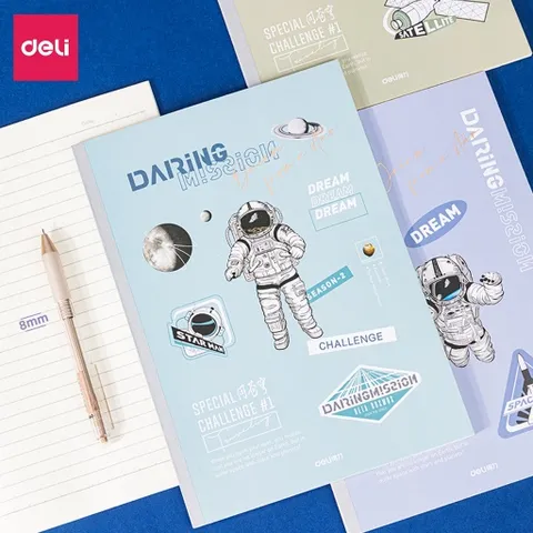 Combo 2 Sổ Ghi Chép Hình Phi Hành Gia Deli 40 Trang Kẻ Ngang WB540 - Đồ Dùng Học Tập Chất Lượng Cao, Ghi Chép Sáng Tạo