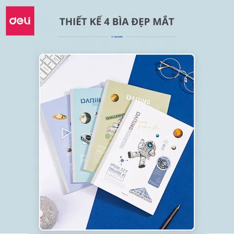 Combo 2 Sổ Ghi Chép Hình Phi Hành Gia Deli 40 Trang Kẻ Ngang WB540 - Đồ Dùng Học Tập Chất Lượng Cao, Ghi Chép Sáng Tạo