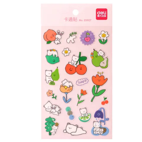 Combo 2 Tấm Sticker Dán Nhãn Deli Nhiều Họa Tiết Xinh Xắn - Trang Trí Sổ Tay, Vở Học, Laptop, Thiết Kế Dễ Thương 25919/25927/25936/25947