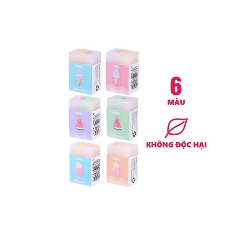Combo 3 Gôm Tẩy Thạch Deli Hình Kem Hoa Quả EH301 - Tẩy Xóa Dễ Dàng, Màu Sắc Bắt Mắt, Thiết Kế Hiện Đại Cho Học Tập Và Văn Phòng
