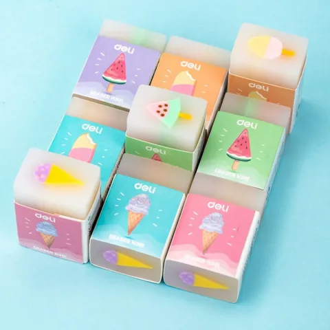 Combo 3 Gôm Tẩy Thạch Deli Hình Kem Hoa Quả EH301 - Tẩy Xóa Dễ Dàng, Màu Sắc Bắt Mắt, Thiết Kế Hiện Đại Cho Học Tập Và Văn Phòng