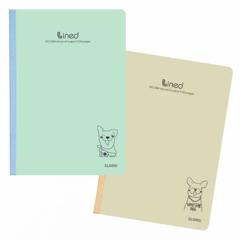 Combo 5 Vở Kẻ Ngang Klong Lined 120 Trang Chất Lượng Cao, Giấy 100g/m2, Thân Thiện Với Mắt, Nền Pastel Xinh Xắn