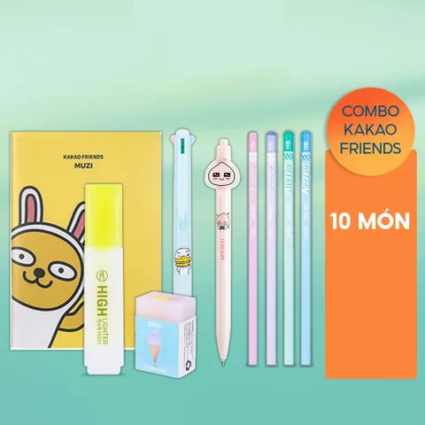 Combo Lưu Bút II Deli - Bộ Đồ Dùng Học Tập Gồm 5 Sản Phẩm Quyển Sổ, Bút Gel, Bút Bi, Tẩy Hình Kem, Bút Nhớ Dòng Màu Vàng