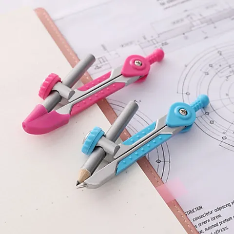 Compa Học Sinh Deli E8615 Kèm Ngòi Chì Bền Bỉ - Thiết Kế Tiện Lợi, Đầu Nhọn Có Nắp Bảo Vệ, Hồng/Xanh