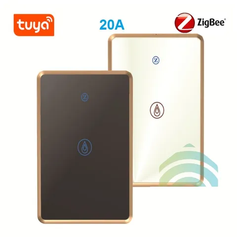 Công Tắc Zigbee Công Suất Lớn 20A - Viền Vàng Kim Loại Tuya ZFW2-US, Kiểm Soát Thông Minh Từ Xa qua Ứng Dụng và Giọng Nói