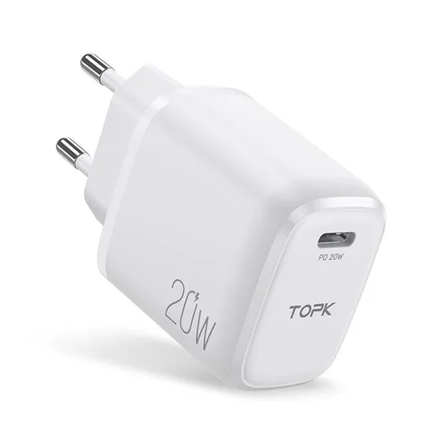 Củ sạc nhanh TOPK B110P 20W PD Type C - Sạc nhanh đa năng cho thiết bị USB-C, bảo vệ an toàn và hiệu quả, nhỏ gọn dễ mang theo