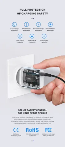Củ sạc nhanh TOPK B110P 20W PD Type C - Sạc nhanh đa năng cho thiết bị USB-C, bảo vệ an toàn và hiệu quả, nhỏ gọn dễ mang theo