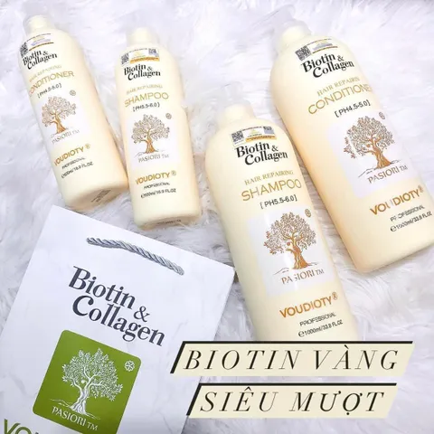 Dầu Gội Xả Suôn Mượt Tóc Biotin & Collagen Vàng - Chăm Sóc Tóc Khô, Phục Hồi Hư Tổn, Giúp Tóc Mềm Mượt, Bóng Đẹp