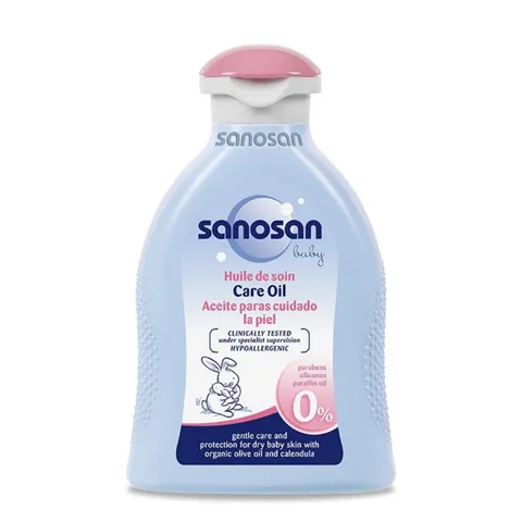 Dầu Mát-Xa Sanosan 200ml Chiết Xuất Olive Hữu Cơ - Dưỡng Ẩm Cho Da Trẻ Sơ Sinh, Không Chứa Cồn Và Paraben