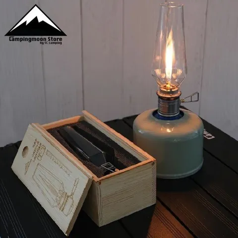 Đèn Gas Cắm Trại Campingmoon T1 - Đèn Du Lịch Thiết Kế Lồng Nến, Ánh Sáng Dịu Dàng, Dùng Khí Đốt Cho Bầu Không Khí Thoải Mái