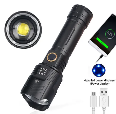 Đèn Pin Led P90 35W Sạc USB Cầm Tay - Siêu Sáng, Chống Nước, Phạm Vi Chiếu Sáng 200-500m - Hoạt Động Ngoài Trời, Cắm Trại, Săn Bắn