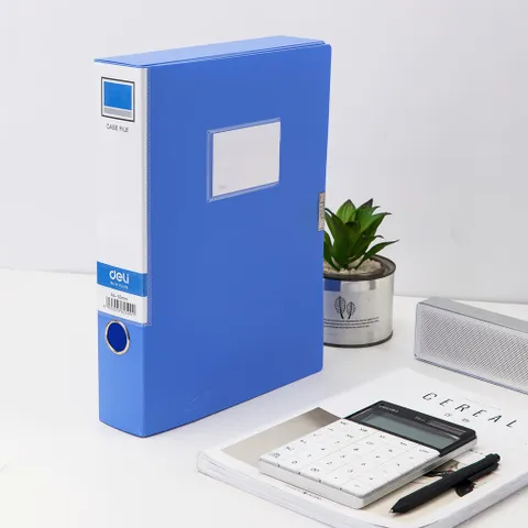 File hộp Deli W31115/W31116/W38117 - Đựng tài liệu A4 5cm/7cm/10cm, Chất liệu PP bền, Thiết kế văn phòng màu xanh dương, Tiện dụng cho công việc