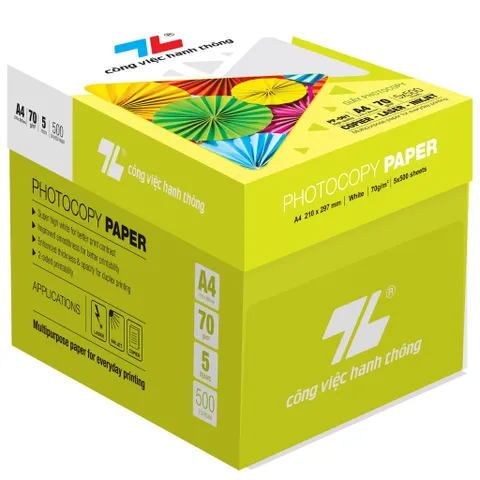 Giấy A4 Thiên Long 70 gsm - Giấy Văn Phòng Chất Lượng Cao, Mặt Nhẵn, Mau Khô Mực, Đóng Gói 500 Tờ